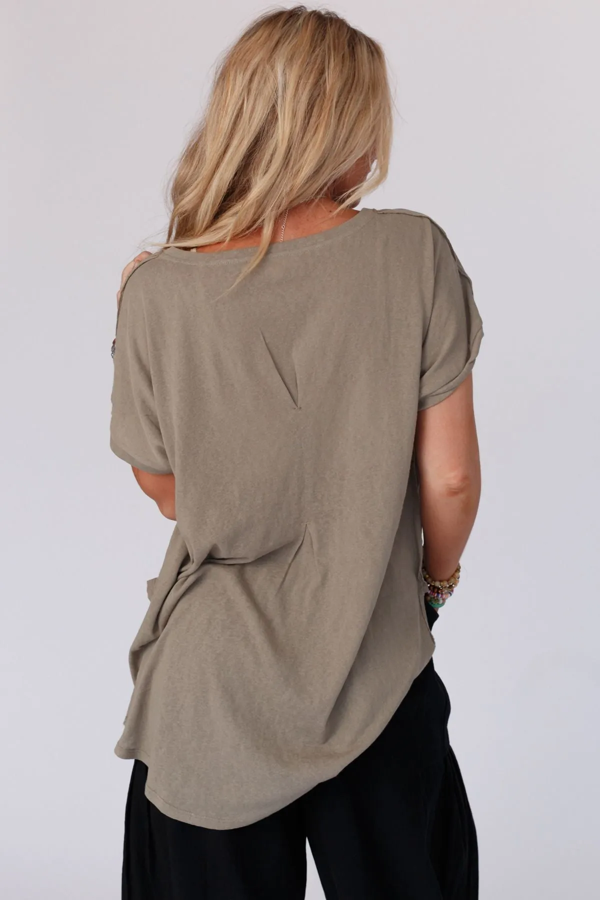 Live In It Button Detail Top - Army