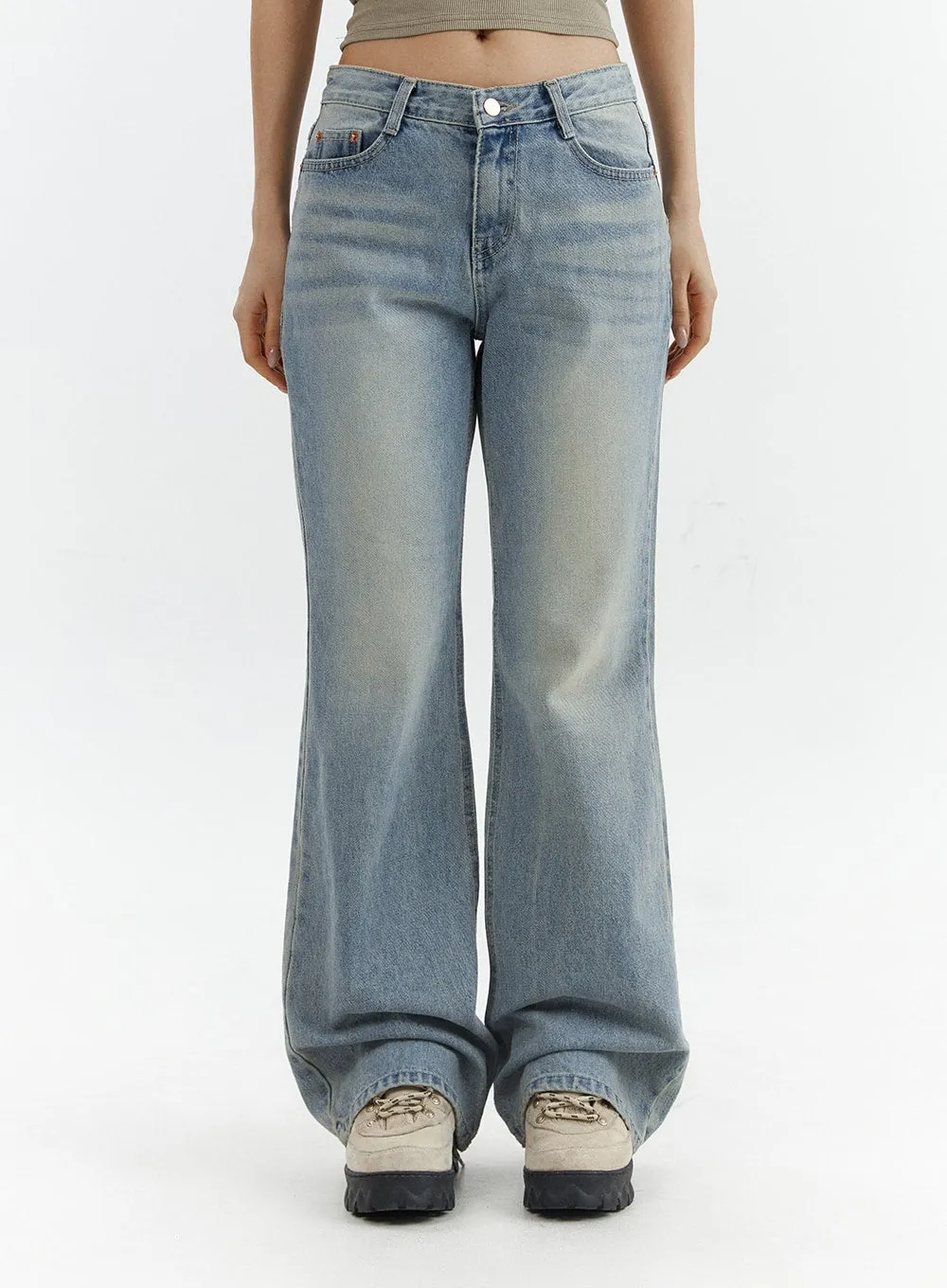 Low Waist Cargo Flare Jeans CJ423