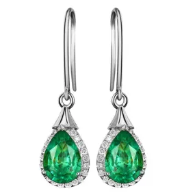 Luxury Green Emerald Drop Earrings - 925 Sterling Silver