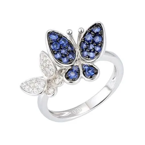 Luxury Shine Butterfly Sapphire Crystal Ring - 925 Sterling Silver