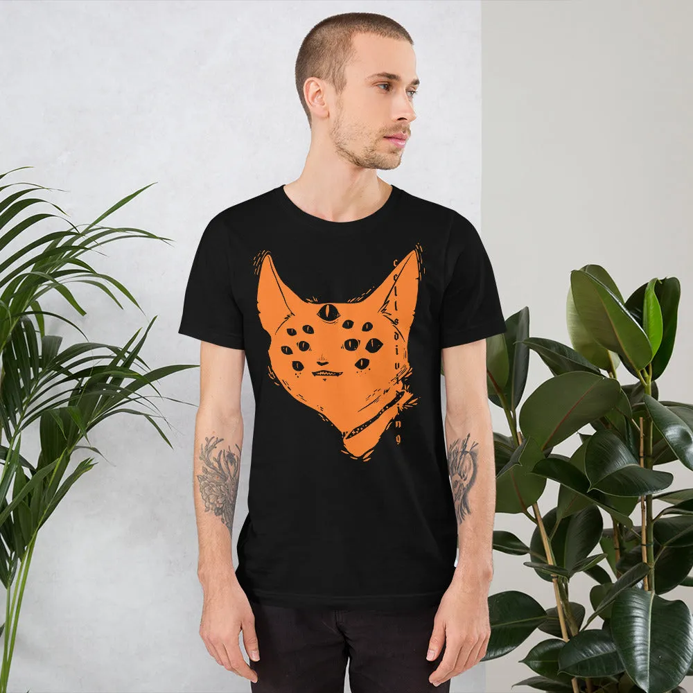 Many Eyed Cat, Unisex T-Shirt, Black