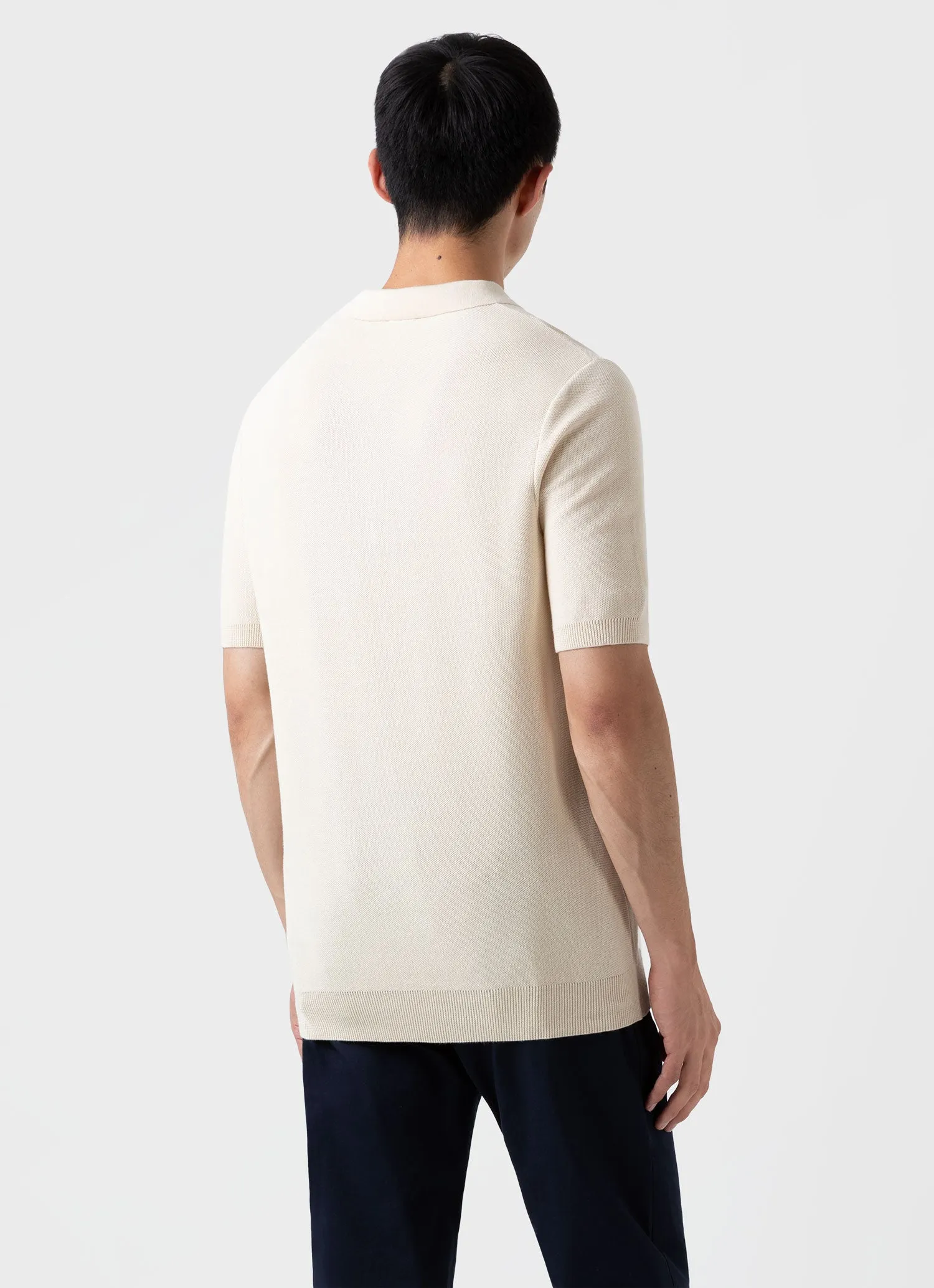 Men's Knit Polo Shirt in Ecru