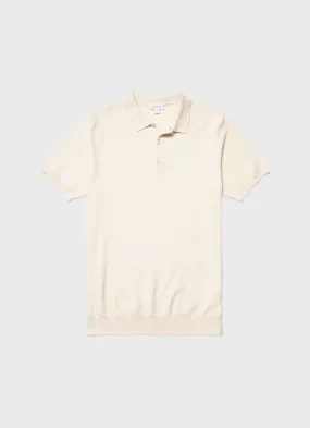 Men's Knit Polo Shirt in Ecru