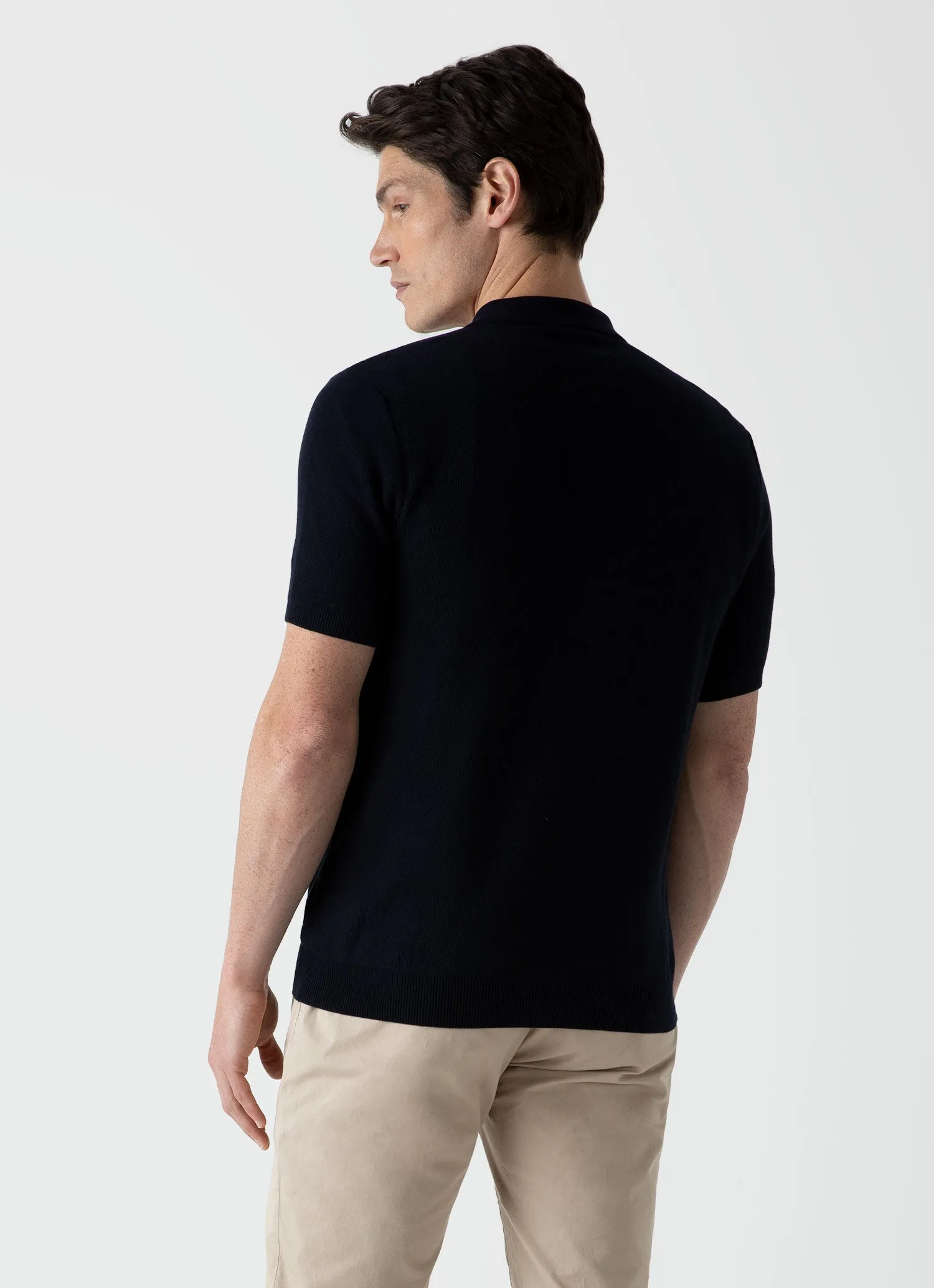 Men's Knit Polo Shirt in Navy