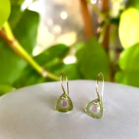 Mini triangles in watermelon, tourmaline earrings 