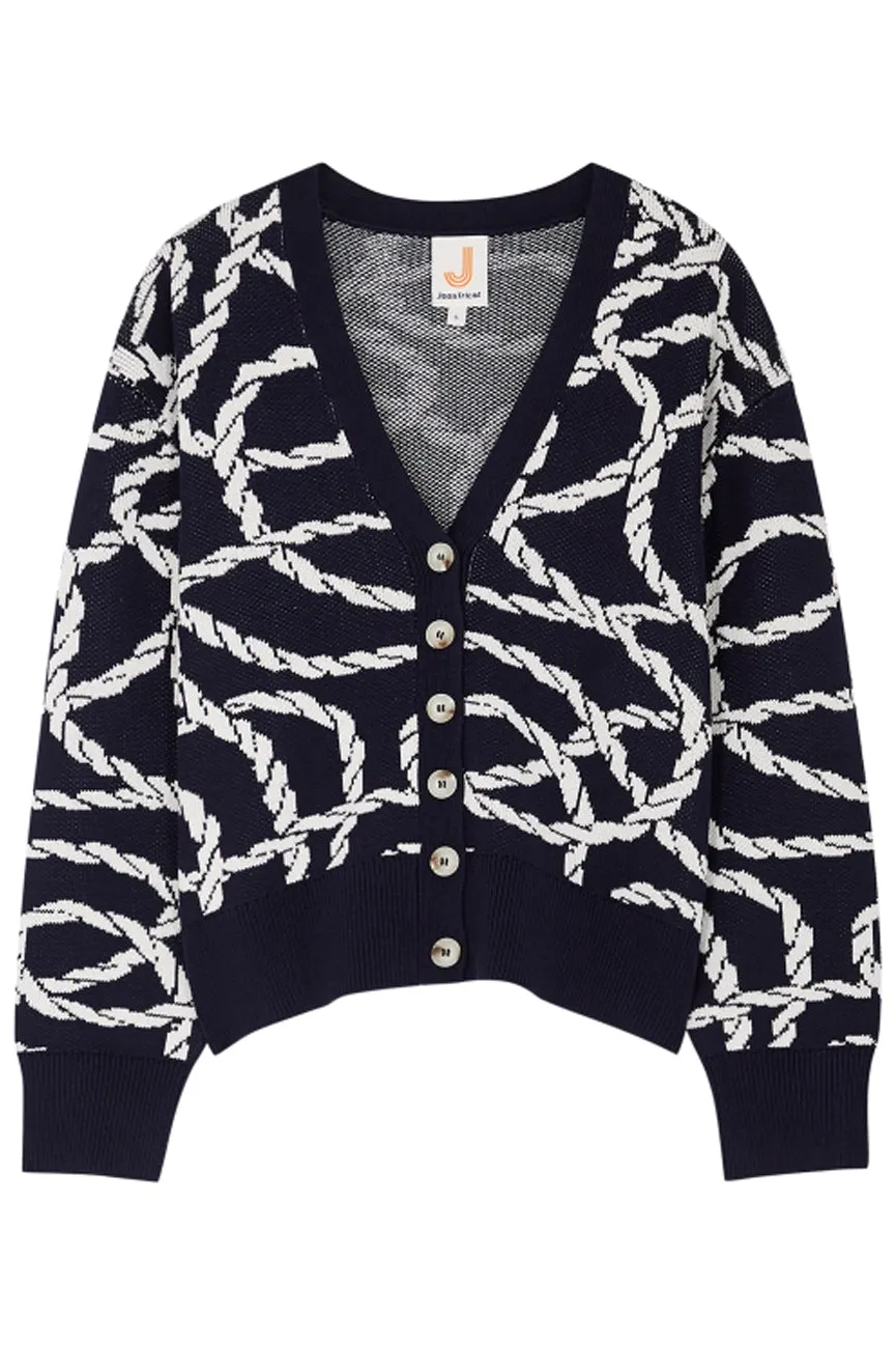 Navy Blue / White Rope Cardigan