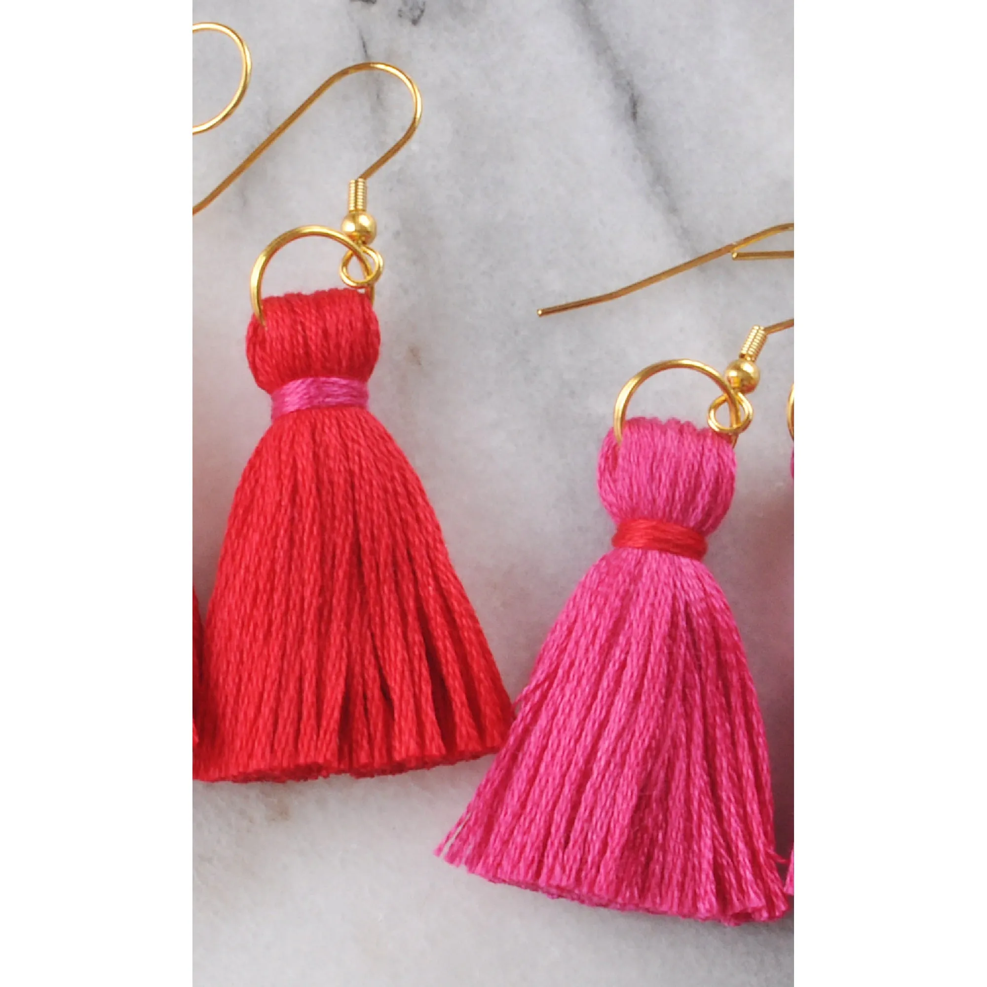 Pink and Red Valentine Tassel Earrings