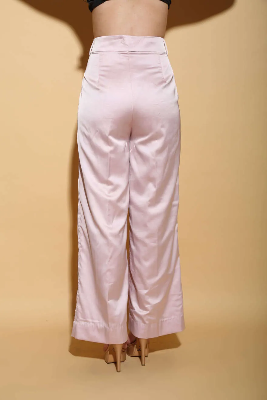 Pink Satin Wide Leg Pants