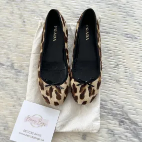 Prada Leopard Horse Hair Flats