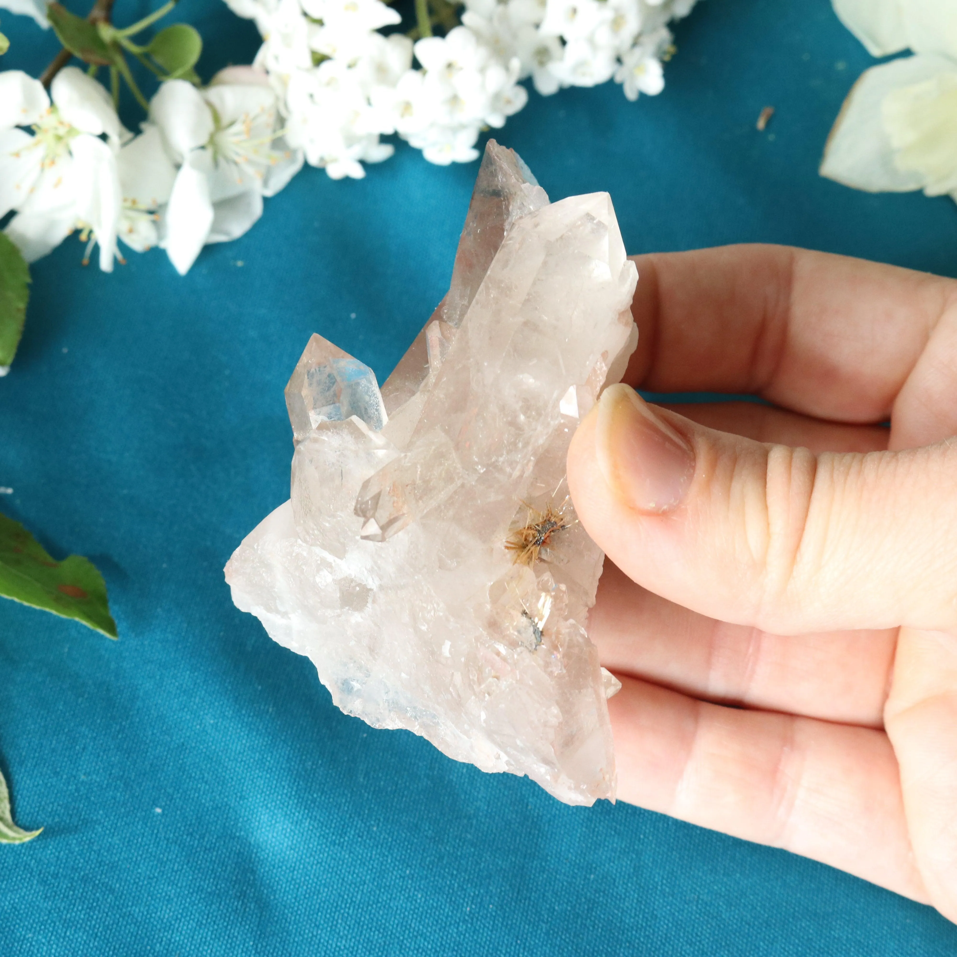 Rutilated Smoky Quartz Cluster Specimen with GORGEOUS Golden Rutile Inclusion