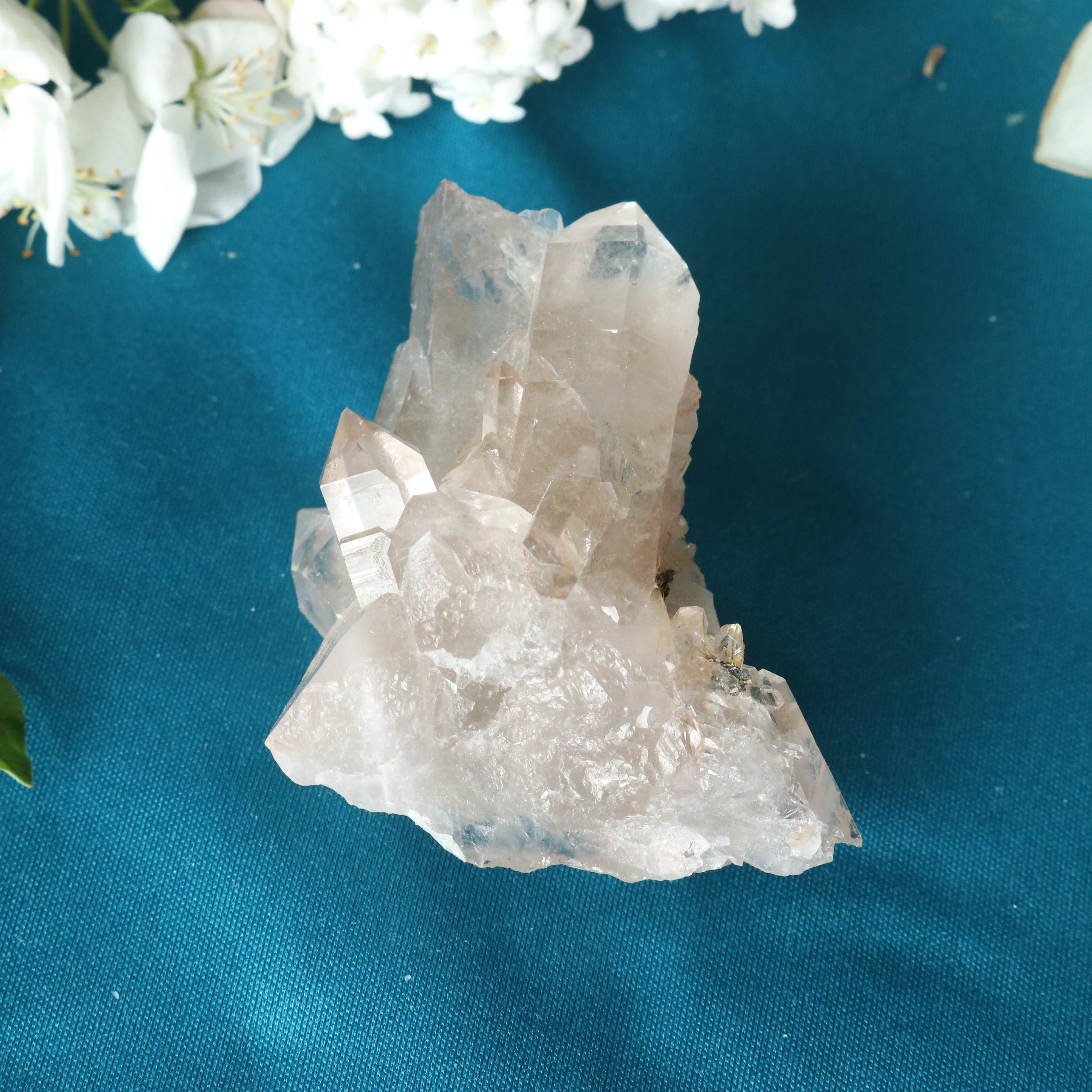 Rutilated Smoky Quartz Cluster Specimen with GORGEOUS Golden Rutile Inclusion