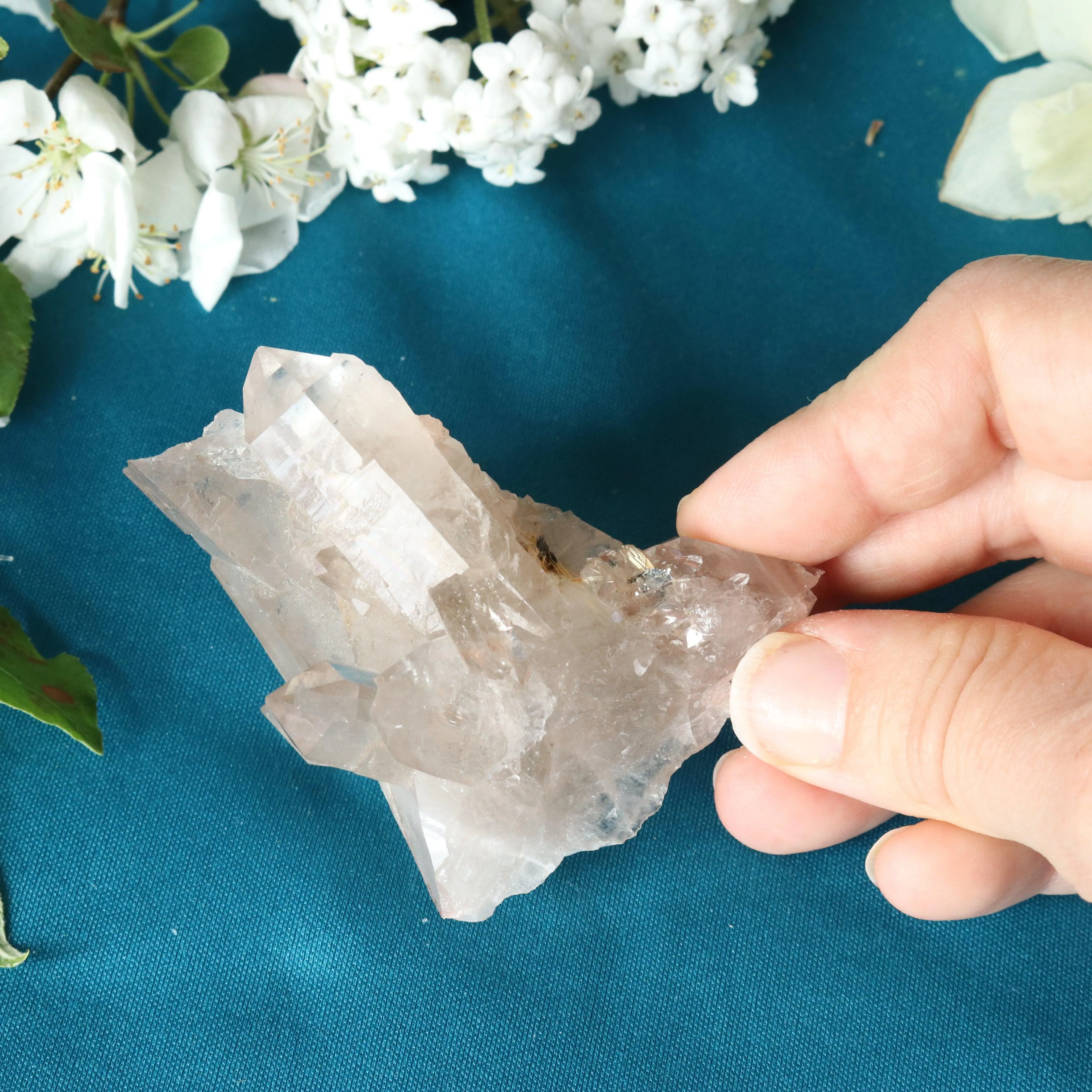 Rutilated Smoky Quartz Cluster Specimen with GORGEOUS Golden Rutile Inclusion