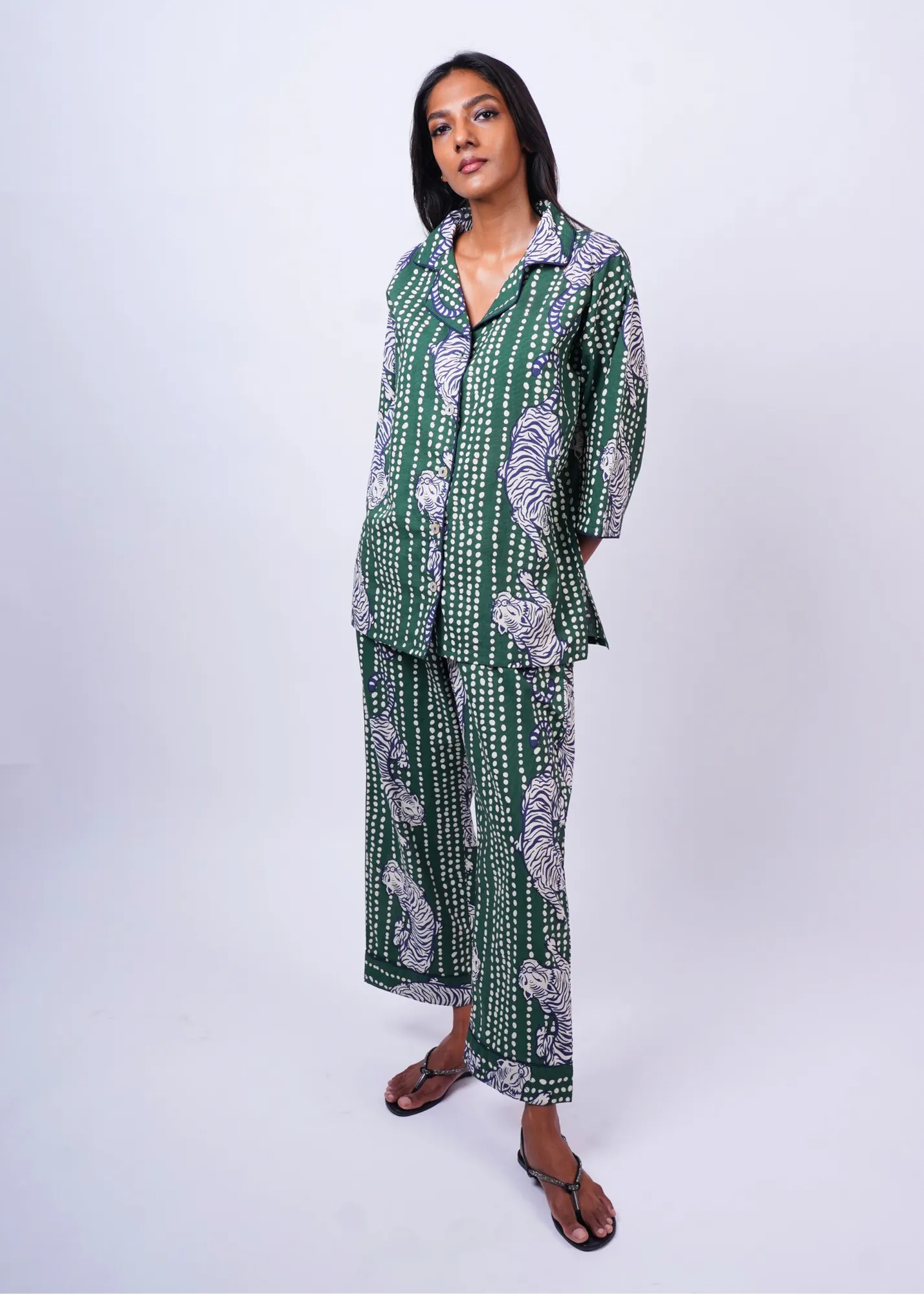 Sharan Boxy PJ 2pc Set - Moss Tiger