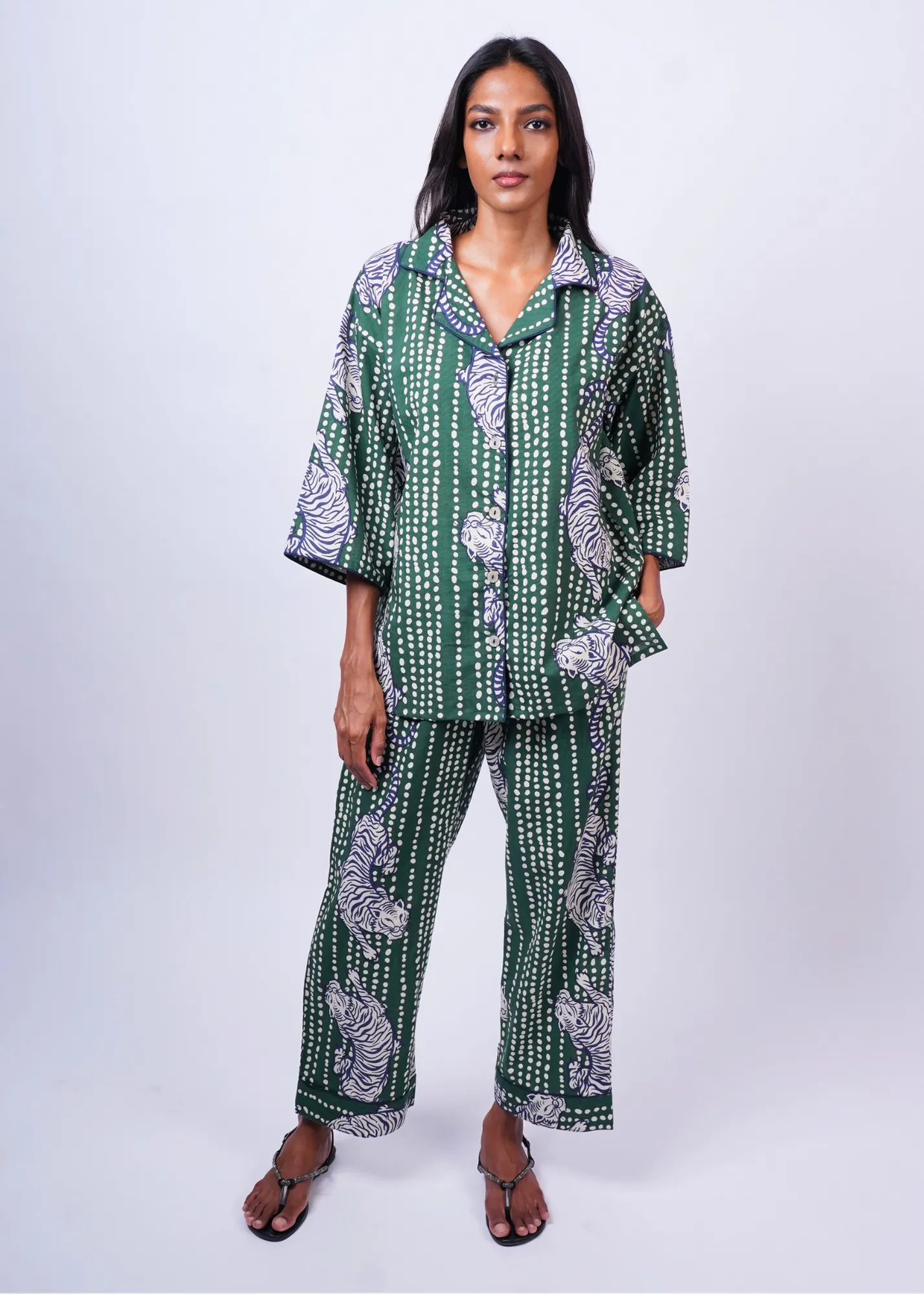 Sharan Boxy PJ 2pc Set - Moss Tiger