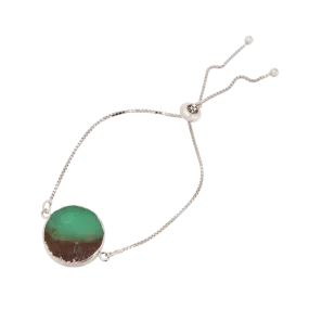 Silver Chrysoprase Adjustable Bolo Bracelet