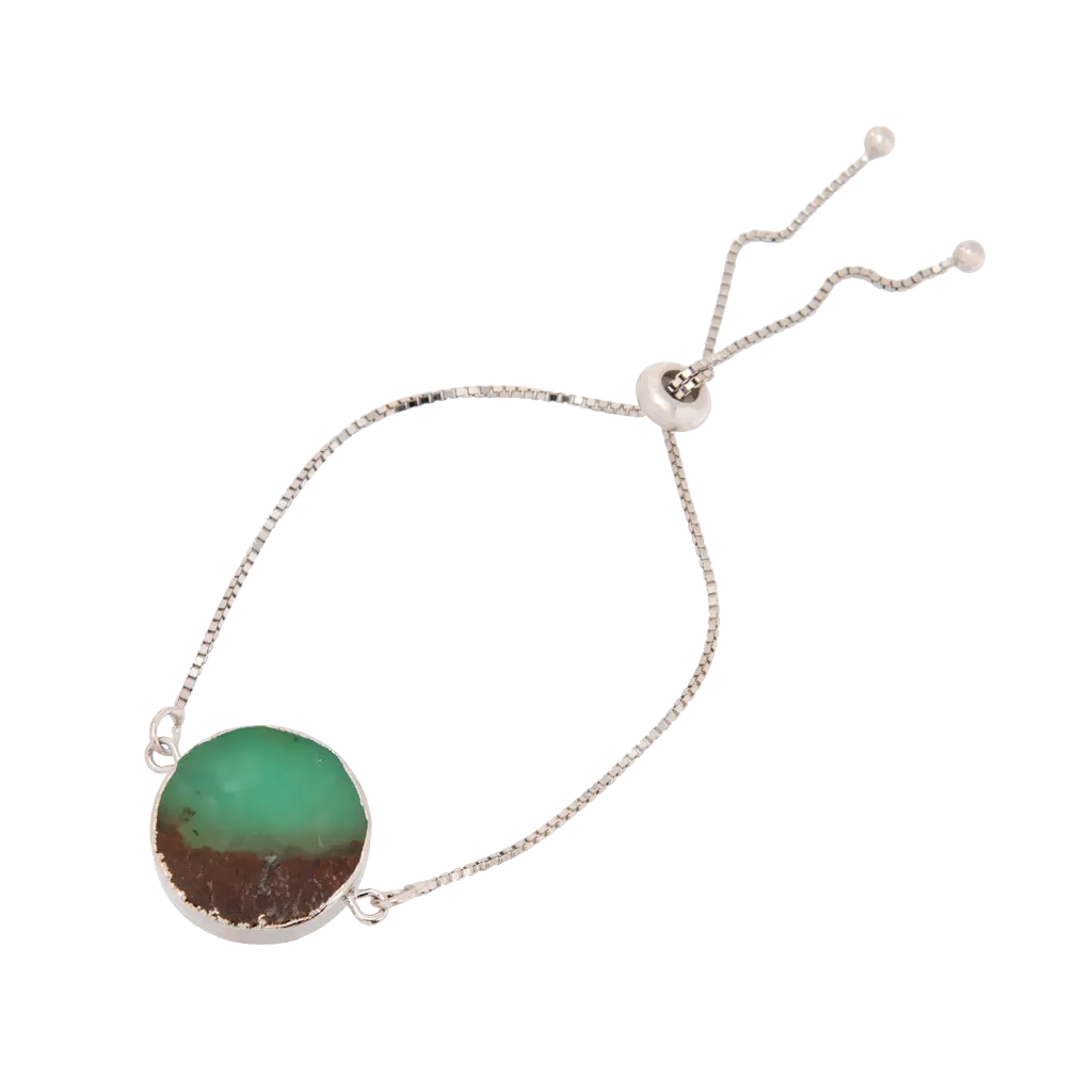 Silver Chrysoprase Adjustable Bolo Bracelet