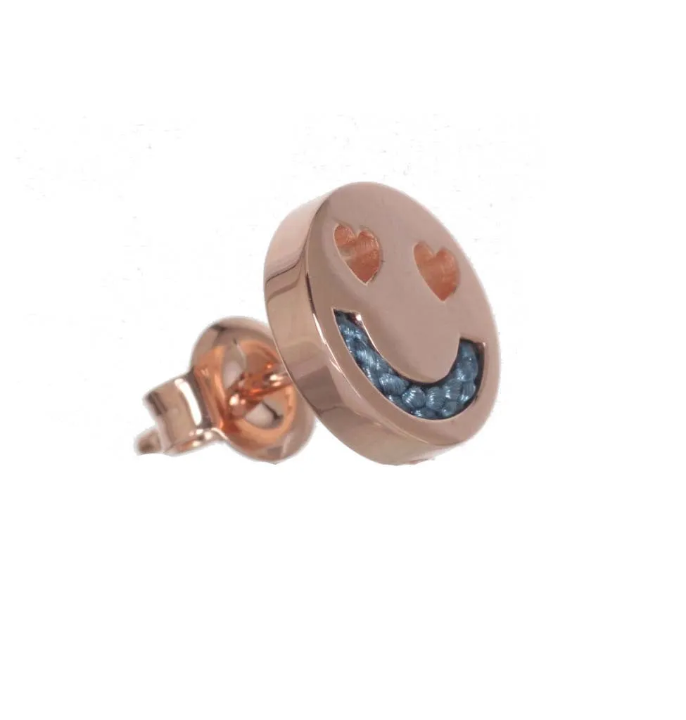 Smitten Rose Gold Studs, Dusky Blue