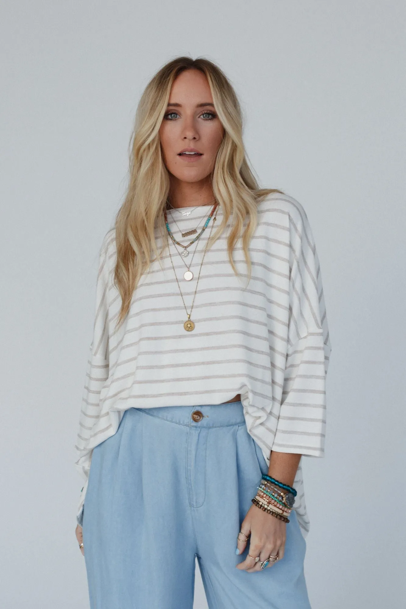 Swaying Stripes Top - Oatmeal