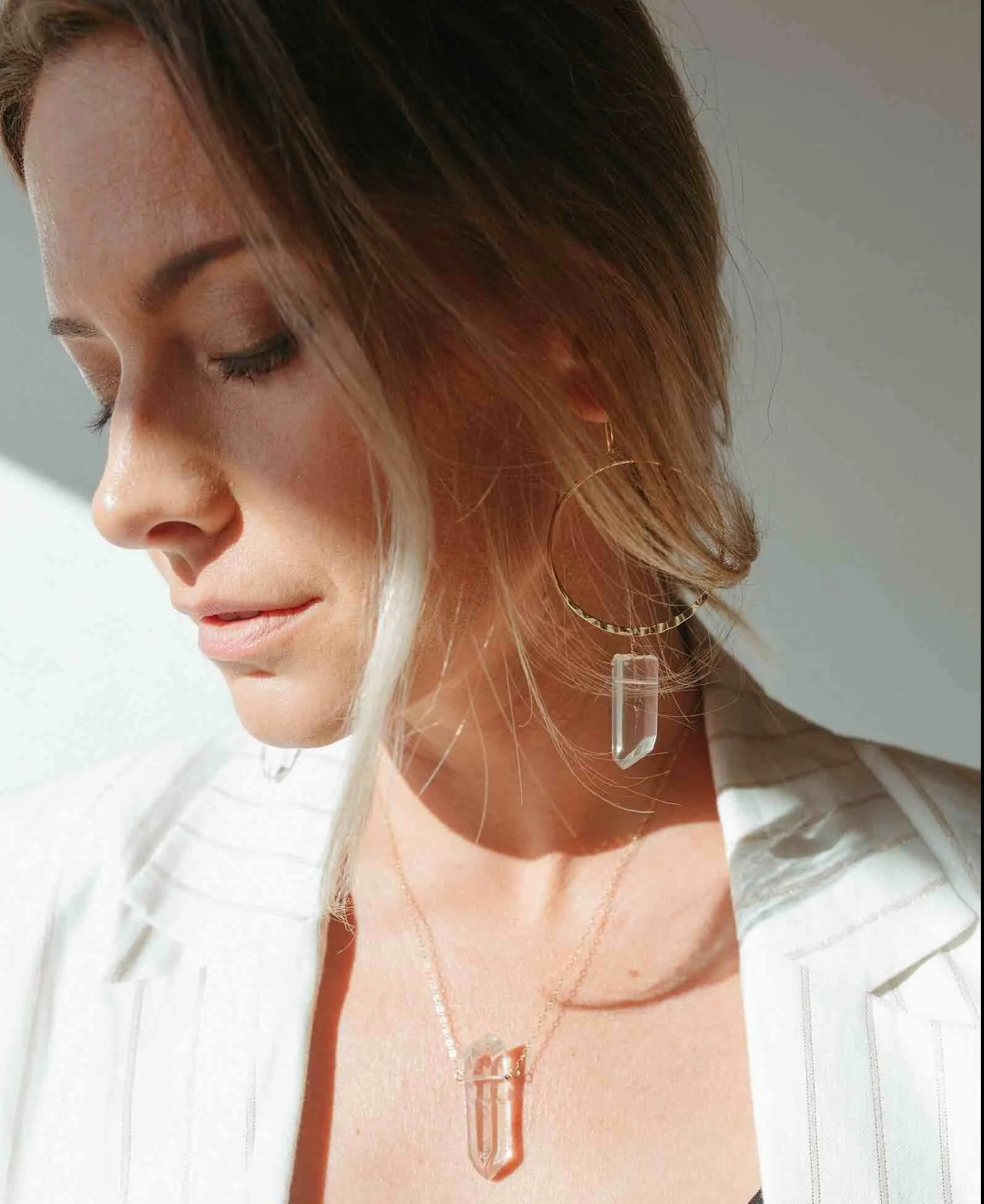 The Journey Quartz Gold Hoop Earring & Necklace Set