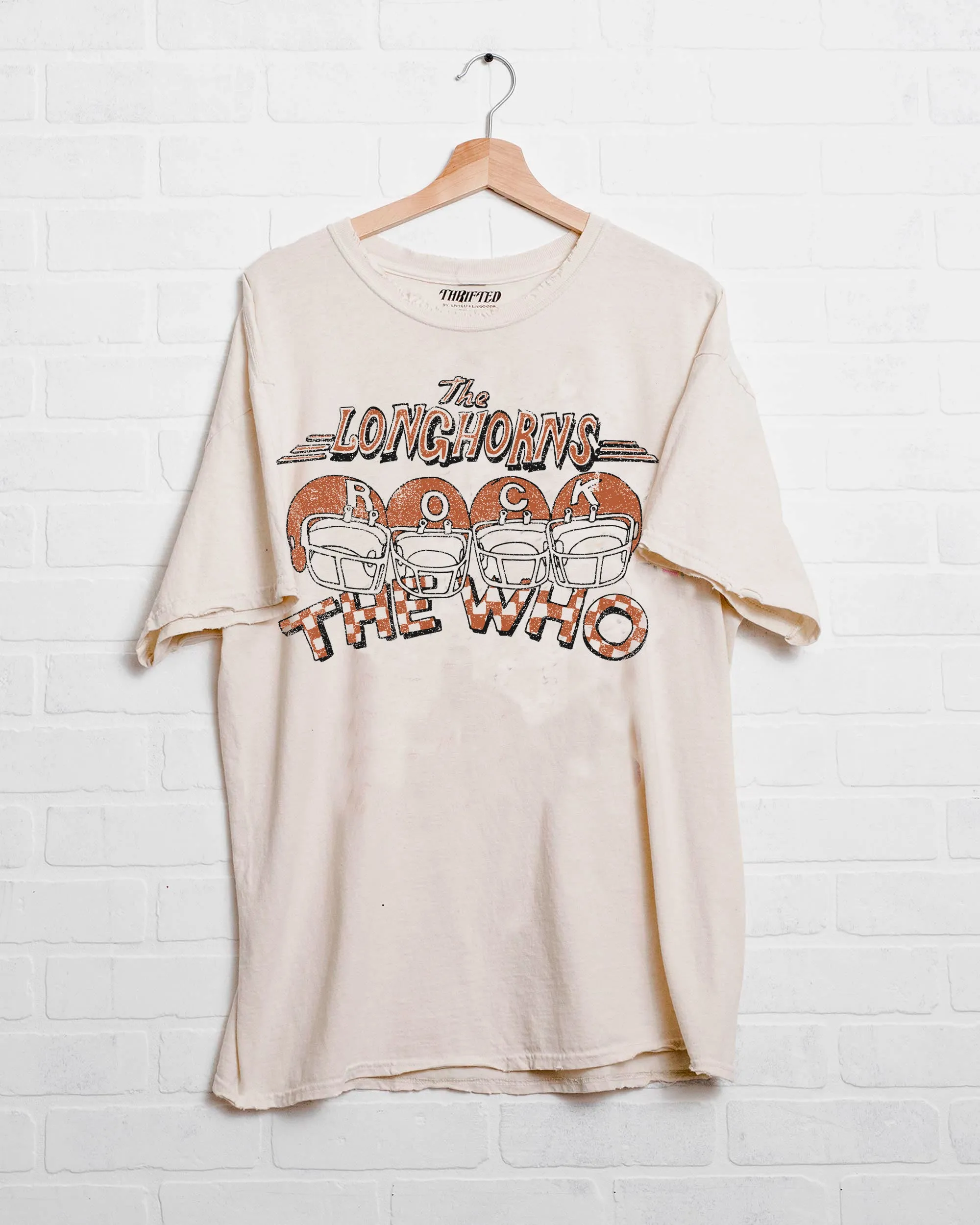 The Who Longhorns Rock Off White Thrifted Tee