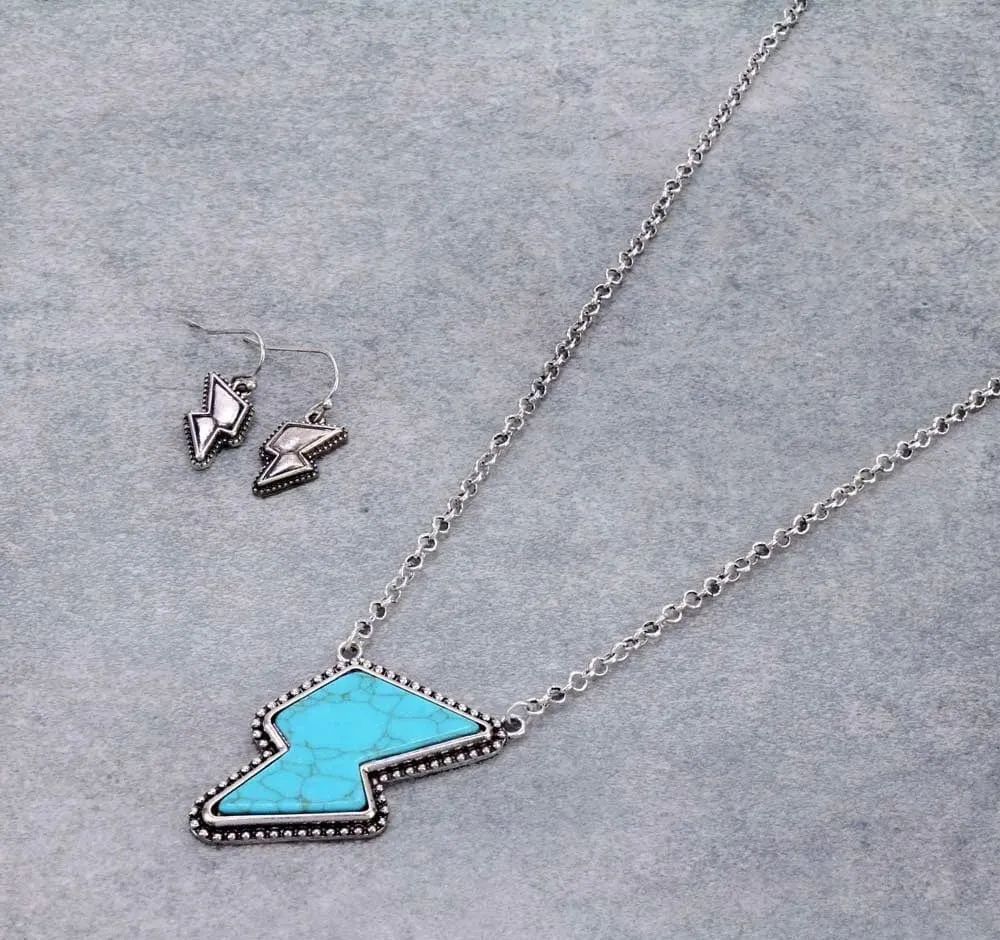 Turquoise short BOLT NECKLACE SET