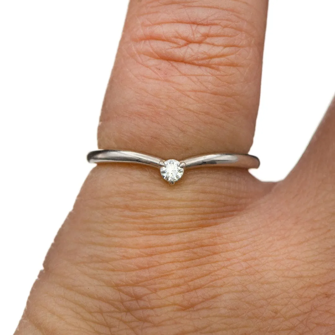 Velma Band - Diamond, Moissanite or Sapphire V-Shape Contoured Stacking Wedding Ring