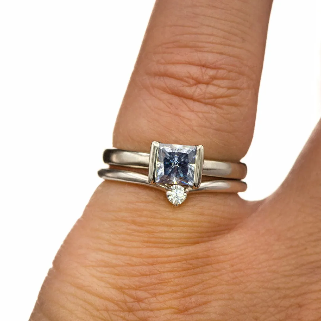 Velma Band - Diamond, Moissanite or Sapphire V-Shape Contoured Stacking Wedding Ring