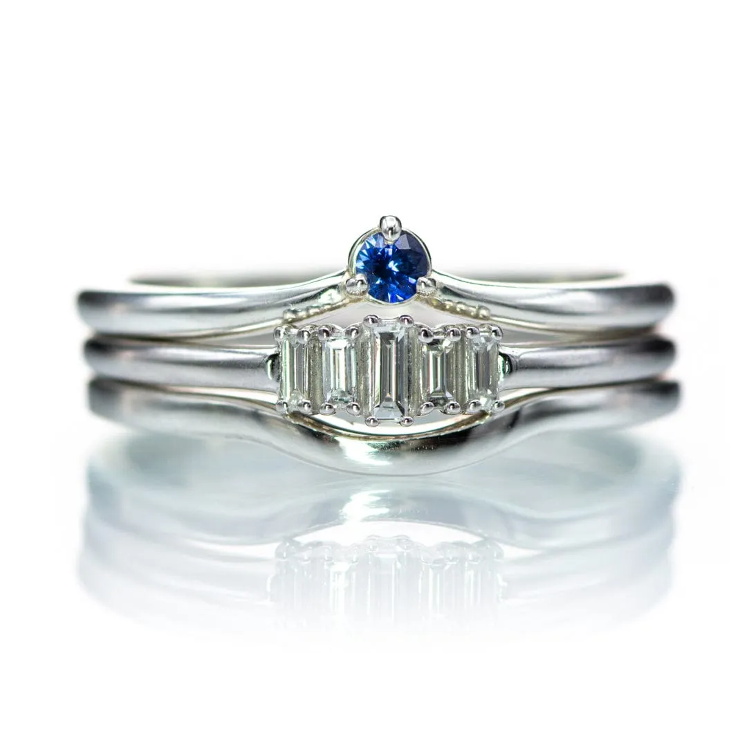 Velma Band - Diamond, Moissanite or Sapphire V-Shape Contoured Stacking Wedding Ring