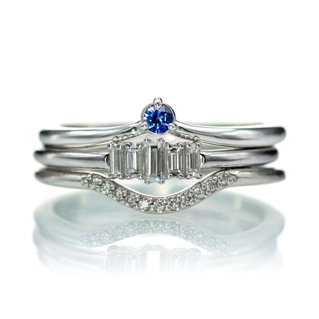 Velma Band - Diamond, Moissanite or Sapphire V-Shape Contoured Stacking Wedding Ring