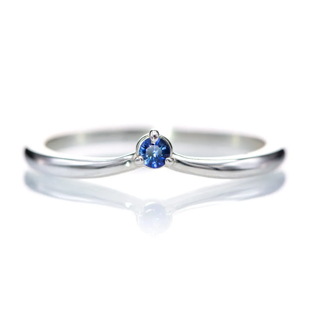 Velma Band - Diamond, Moissanite or Sapphire V-Shape Contoured Stacking Wedding Ring