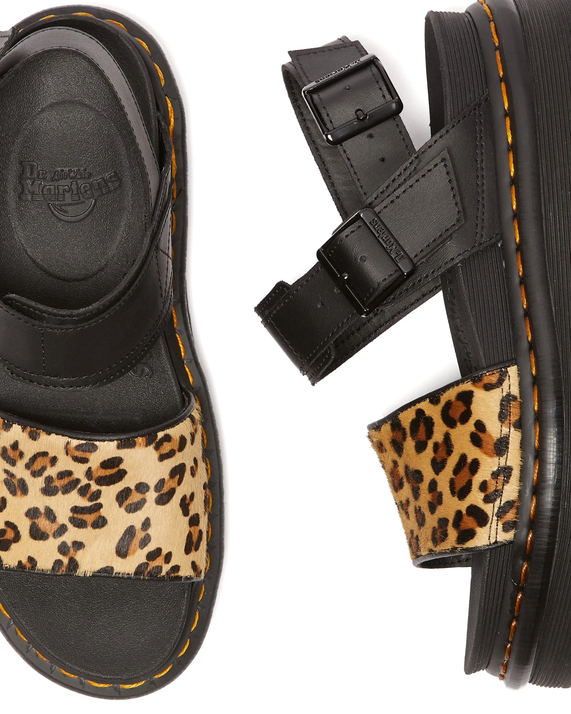 VOSS HAIR ON BLACK MEDIUM LEOPARD SANDAL