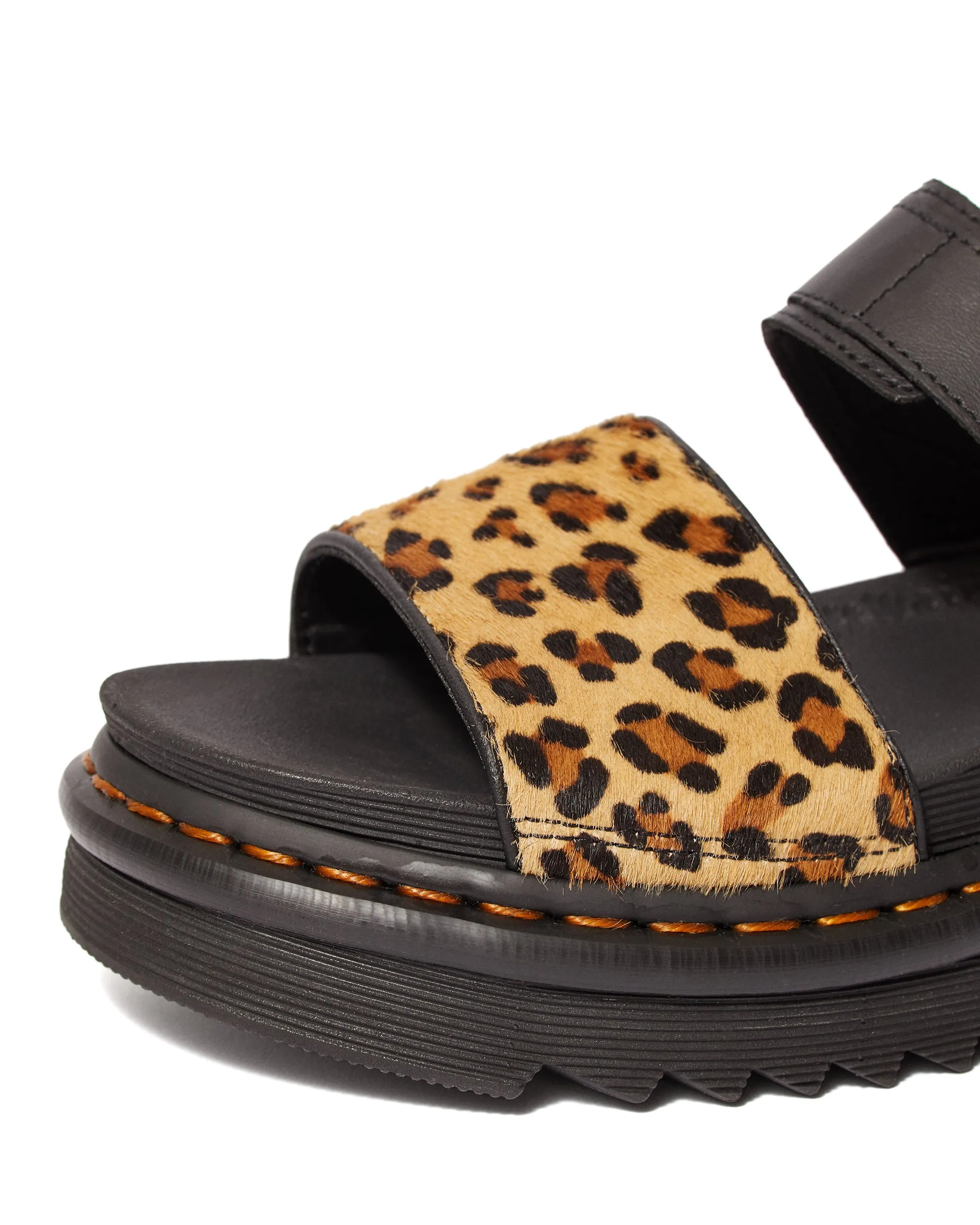 VOSS HAIR ON BLACK MEDIUM LEOPARD SANDAL