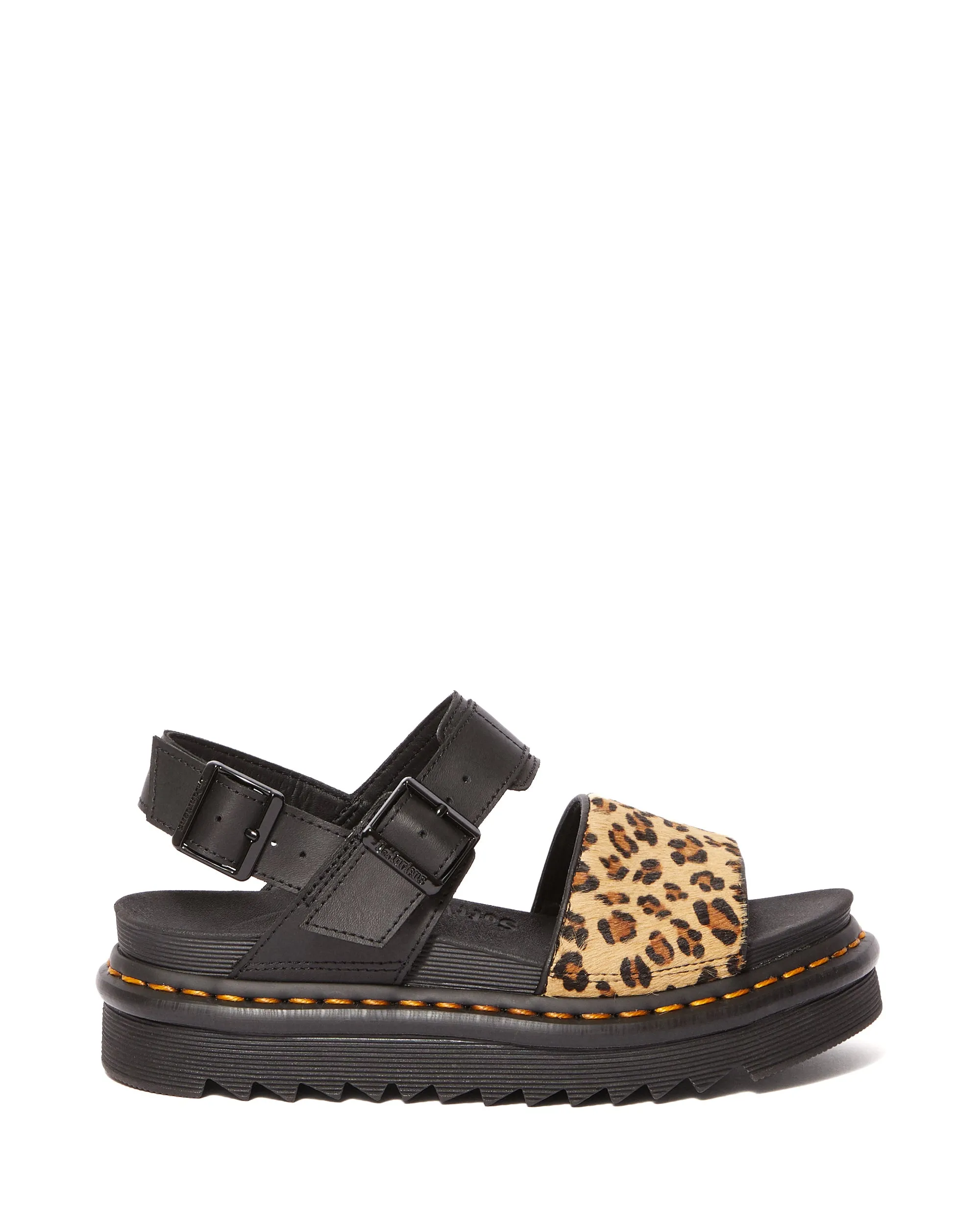 VOSS HAIR ON BLACK MEDIUM LEOPARD SANDAL