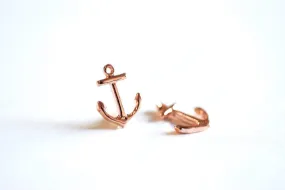 Wholesale Pink Rose Gold Vermeil Anchor Charm- 22k gold plated over Sterling Silver, Vermeil Rose Gold Anchor Pendant, Small Anchor,  24