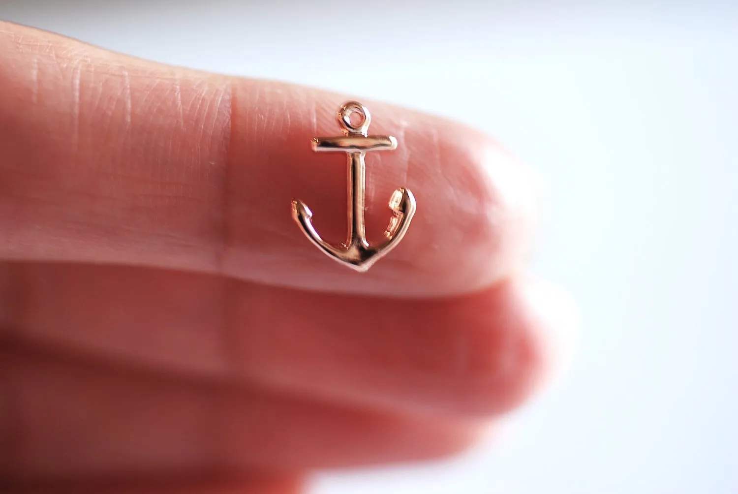 Wholesale Pink Rose Gold Vermeil Anchor Charm- 22k gold plated over Sterling Silver, Vermeil Rose Gold Anchor Pendant, Small Anchor,  24