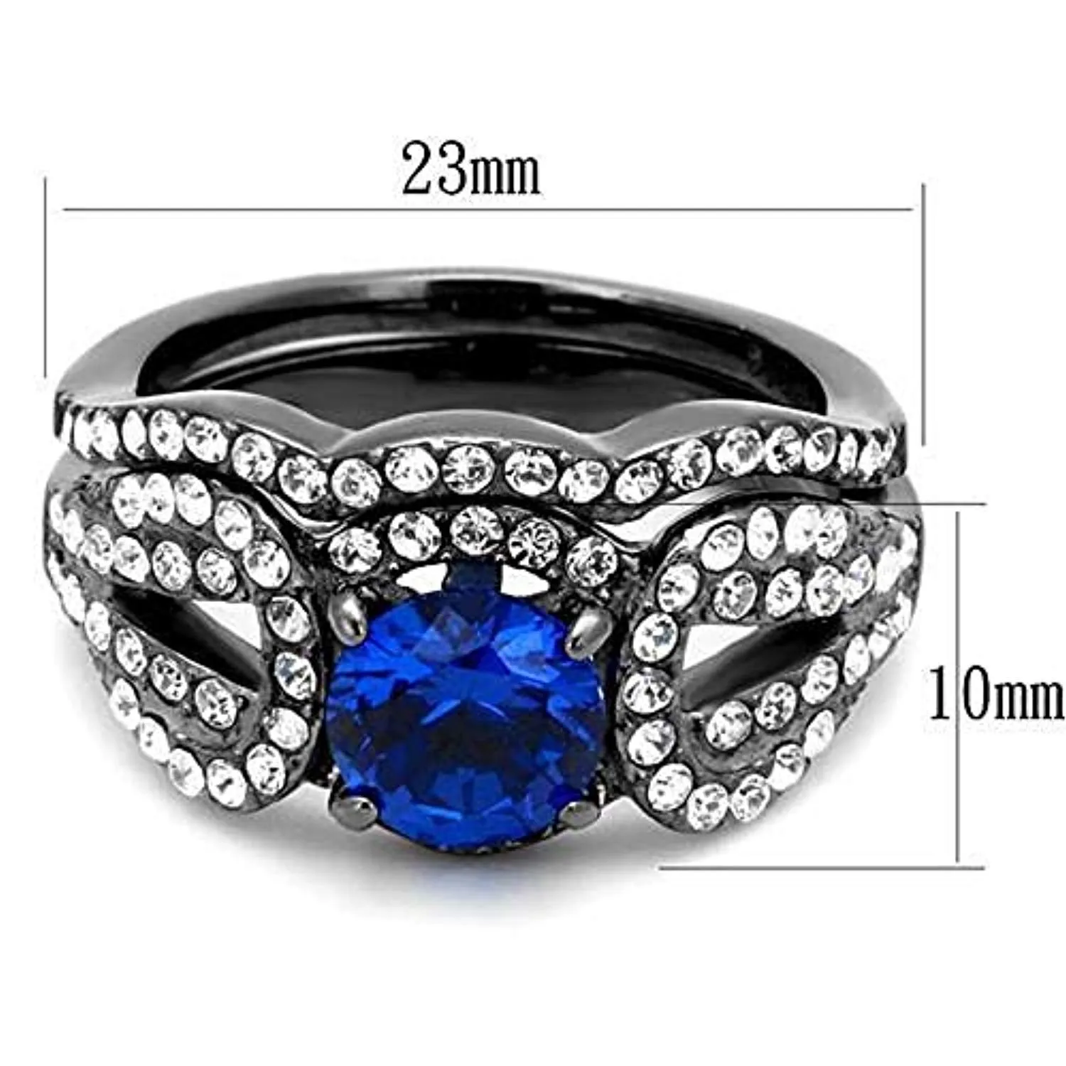 WildKlass Stainless Steel Ring IP Light Black (IP Gun) Women Synthetic London Blue