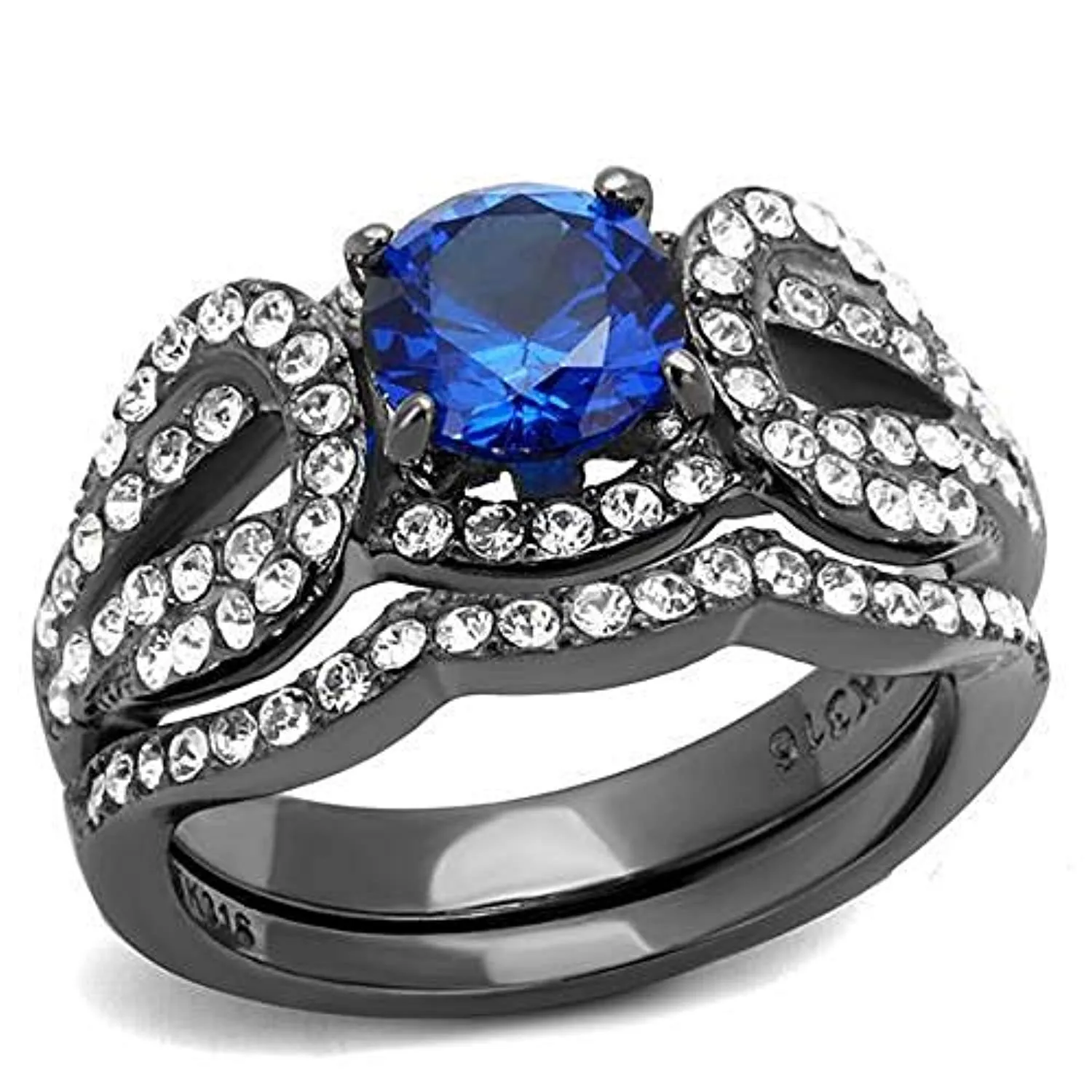 WildKlass Stainless Steel Ring IP Light Black (IP Gun) Women Synthetic London Blue