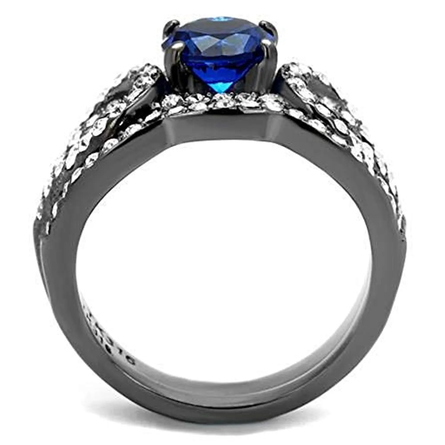 WildKlass Stainless Steel Ring IP Light Black (IP Gun) Women Synthetic London Blue