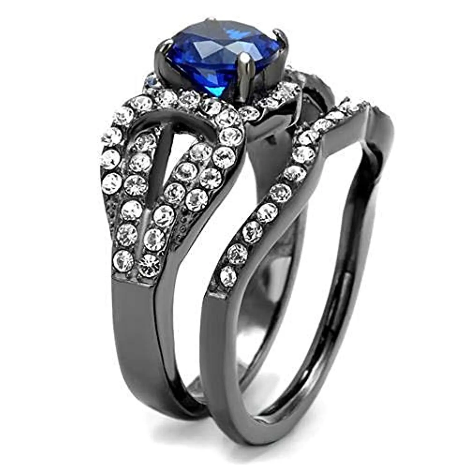 WildKlass Stainless Steel Ring IP Light Black (IP Gun) Women Synthetic London Blue