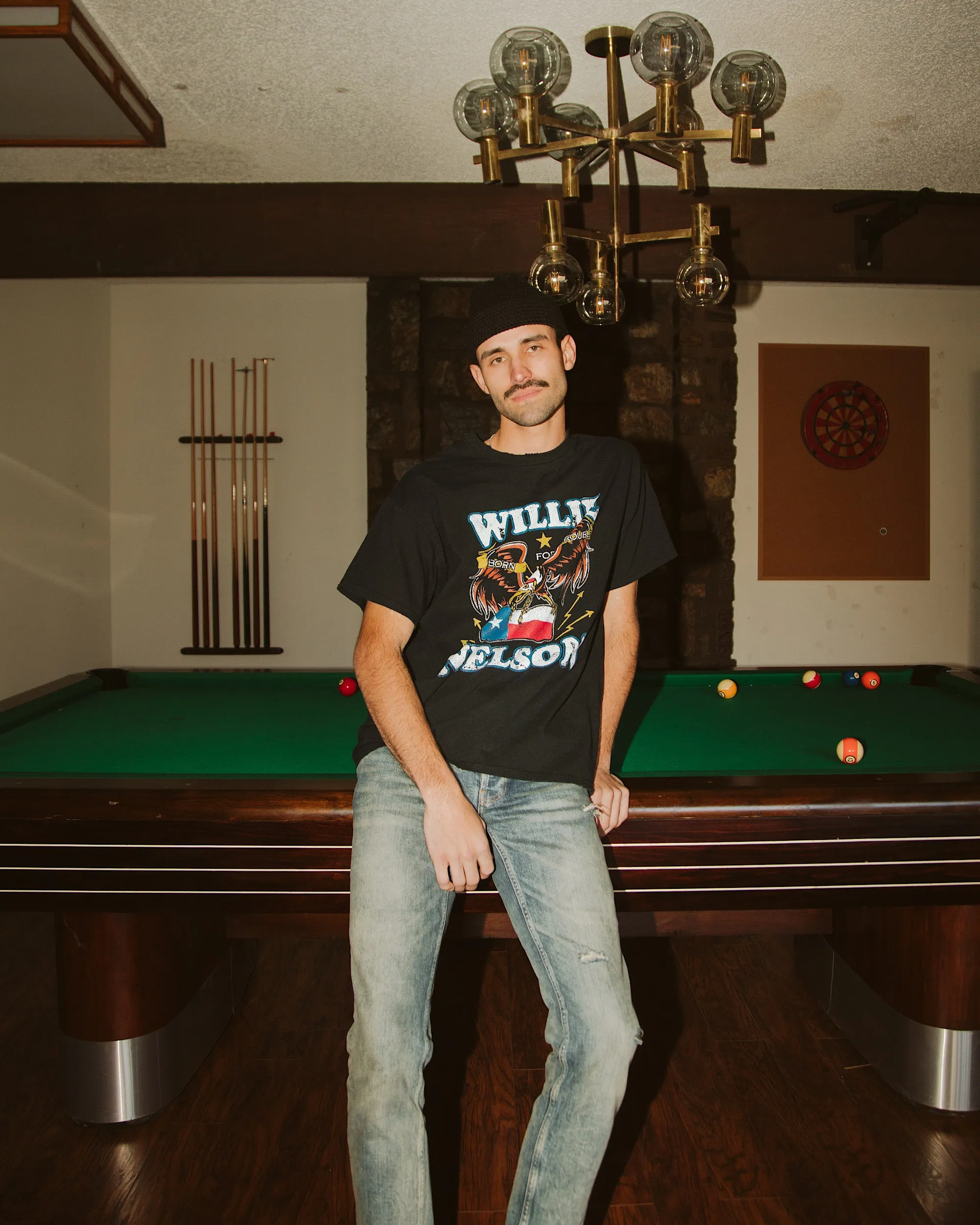 Willie Nelson Born For Trouble Black Thrifted Tee