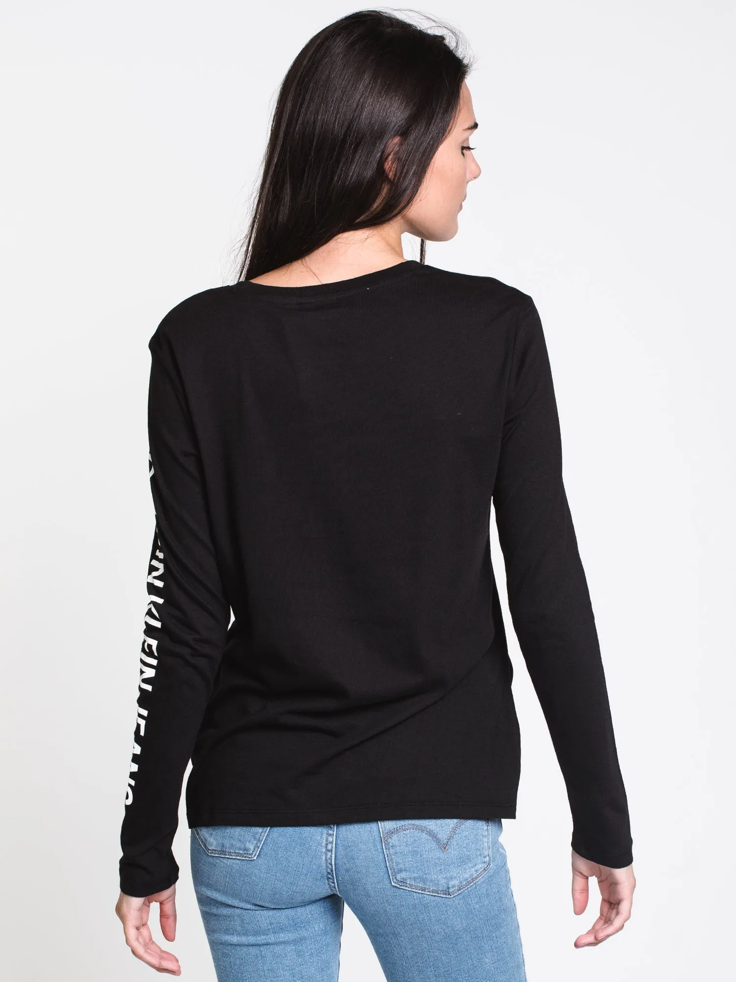 WOMENS VARSITY HER LONG SLEEVE TEE - BLACK - CLEARANCE